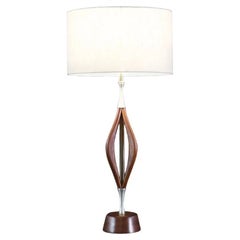 Expertly Restored -Mid-Century Modern Sculpted Walnut Table Lamp by V.H. Woolums