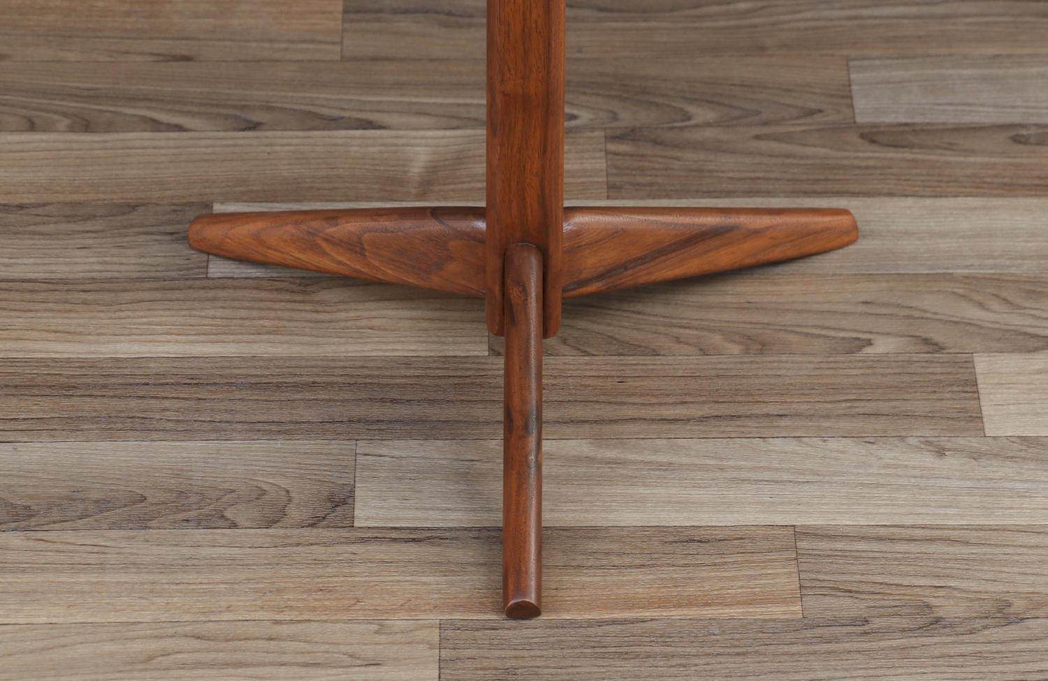 Expertly Restored - Mid-Century Modern Sculpted Walnut Tripod Side Table For Sale 1