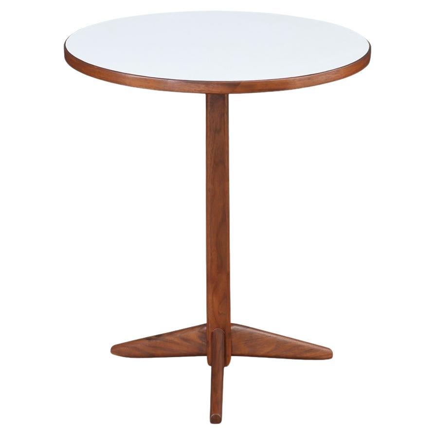 Expertly Restored - Mid-Century Modern Sculpted Walnut Tripod Side Table For Sale