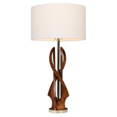 Expertly Restored - Mid-Century Modern Spiral Sculpted-Wood Table Lamp