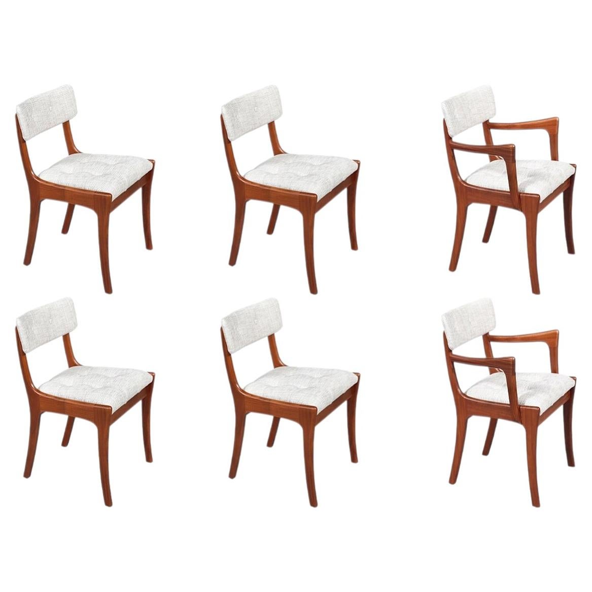 Expertly Restored-Mid Century Modern Teak & Tweed Dining Chairs by Peter Hayward For Sale