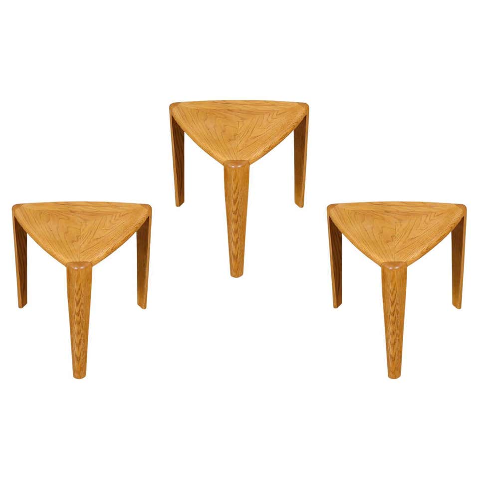 Gorgeous Danish Modern Burled Walnut Triangular Side Table Mid-Century ...