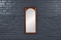 Expertly Restored - Mid-Century Modern Walnut Beveled Frame Arch Mirror