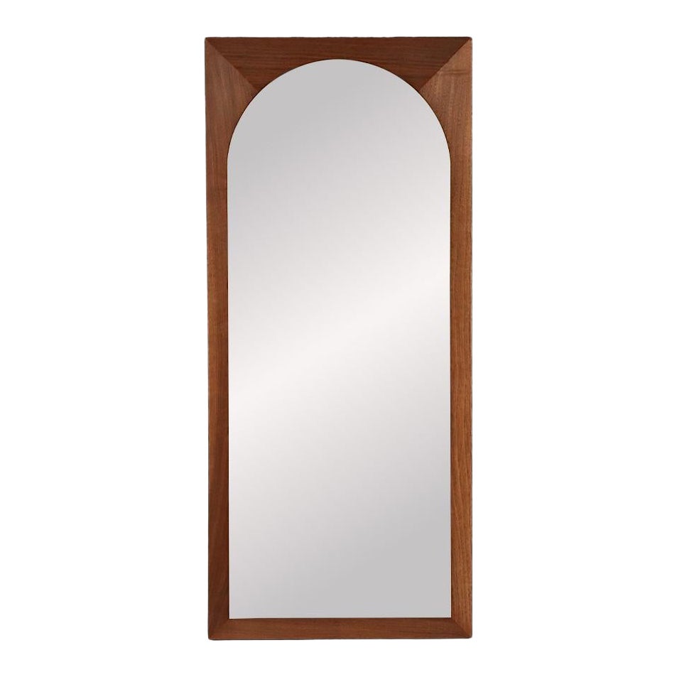 Expertly Restored - Mid-Century Modern Walnut Beveled Frame Arch Mirror For Sale