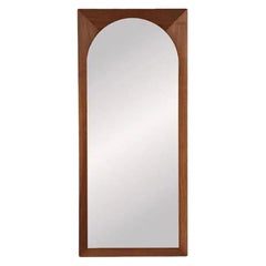 Expertly Restored - Mid-Century Modern Walnut Beveled Frame Arch Mirror