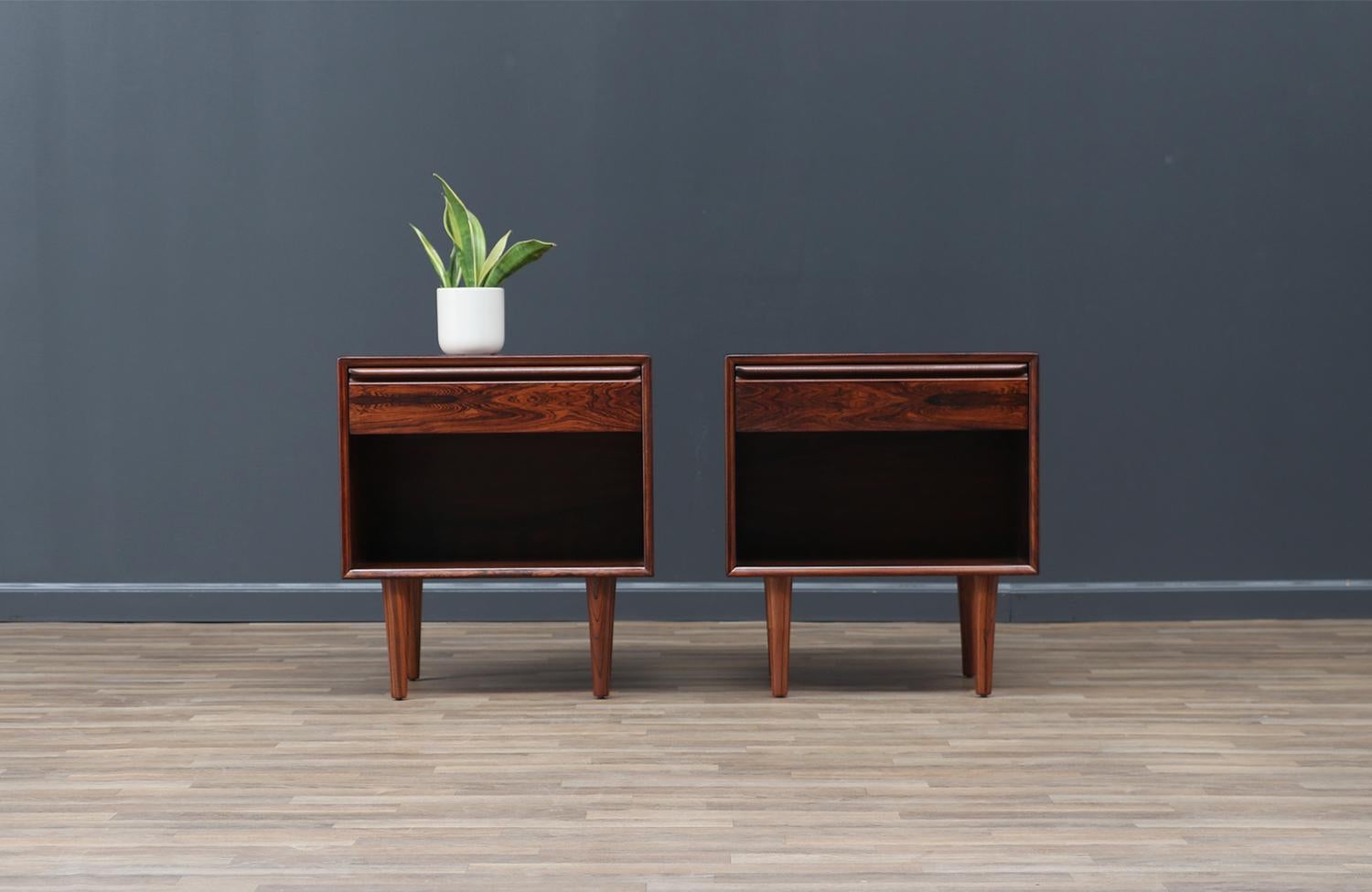 Norwegian Expertly Restored - Mid-Century Rosewood Night Stands with Bookcase by Westnofa