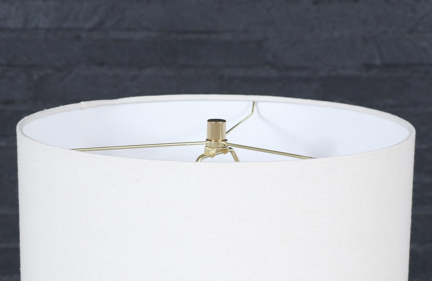 Expertly Restored - Mid-Century Sculpted Walnut Table Lamp w/ Blue Mosaic Tiles In Excellent Condition For Sale In Los Angeles, CA