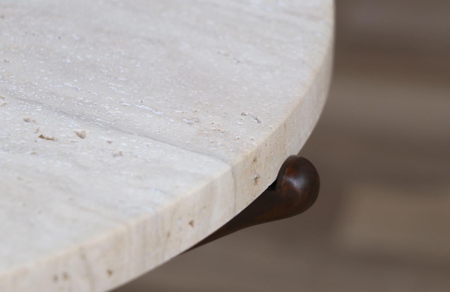 Expertly Restored - Mid-Century Sculptural Jax Side Table with Travertine Top 1
