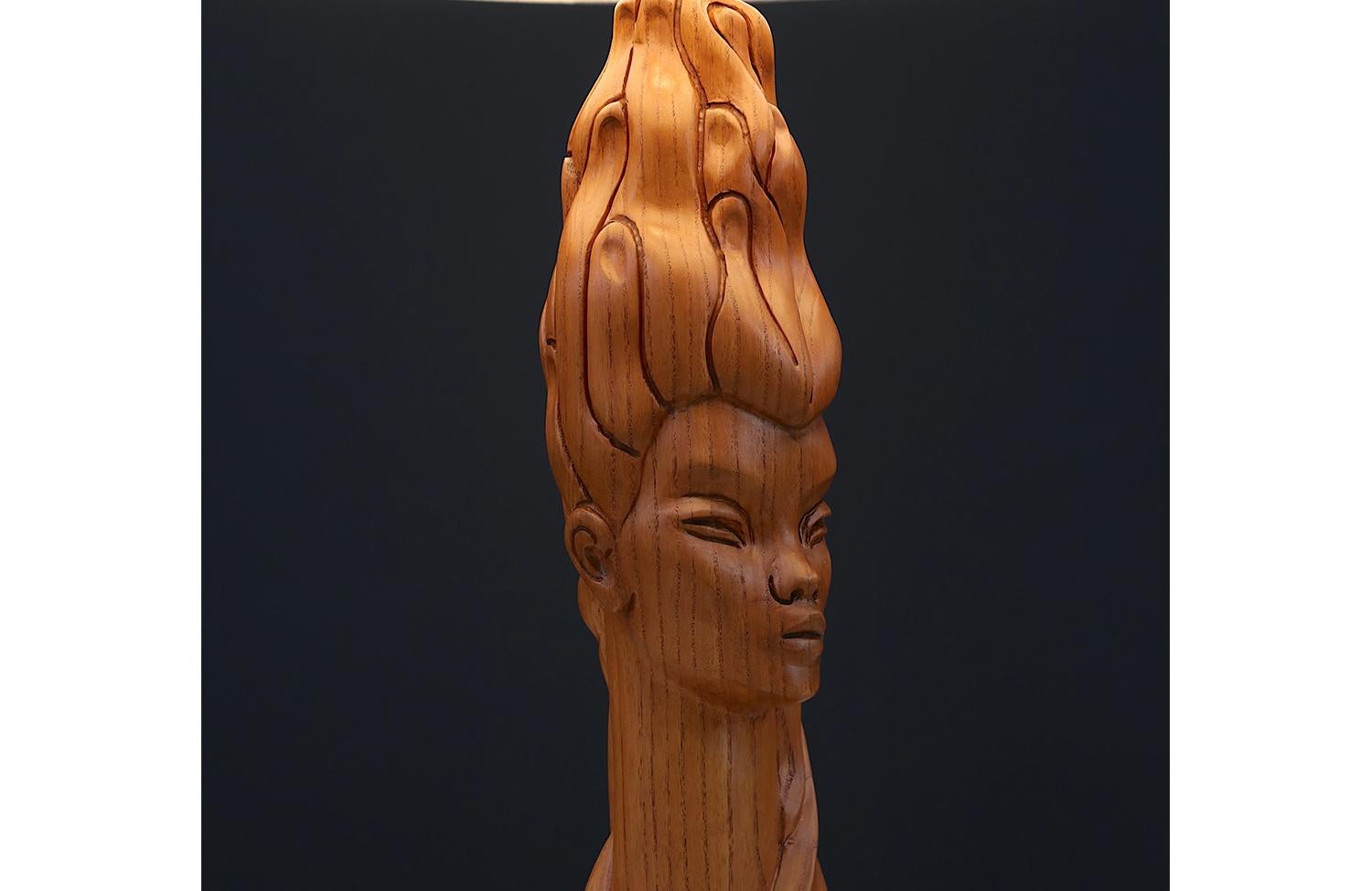 Wood Expertly Restored - Mid-Century Woman Figure Table Lamp by Lighthouse Co. For Sale