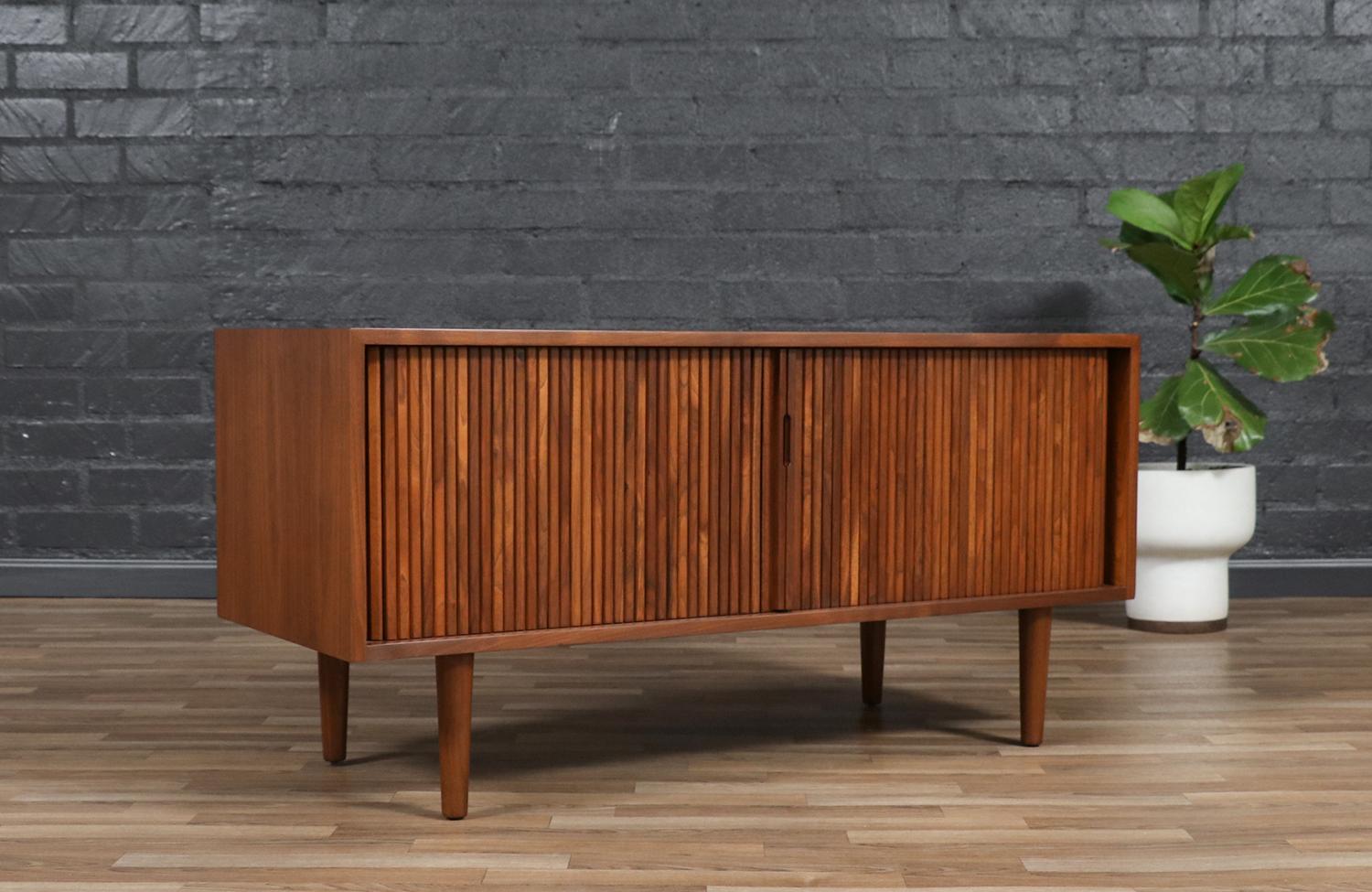 American Expertly Restored - Milo Baughman Tambour-Door Credenza for Glenn of CA