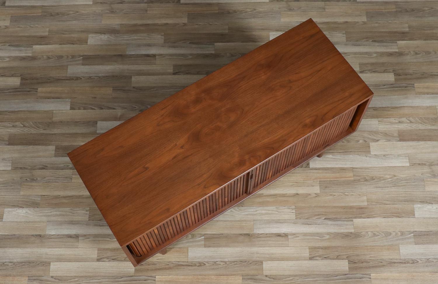 Wood Expertly Restored - Milo Baughman Tambour-Door Credenza for Glenn of CA