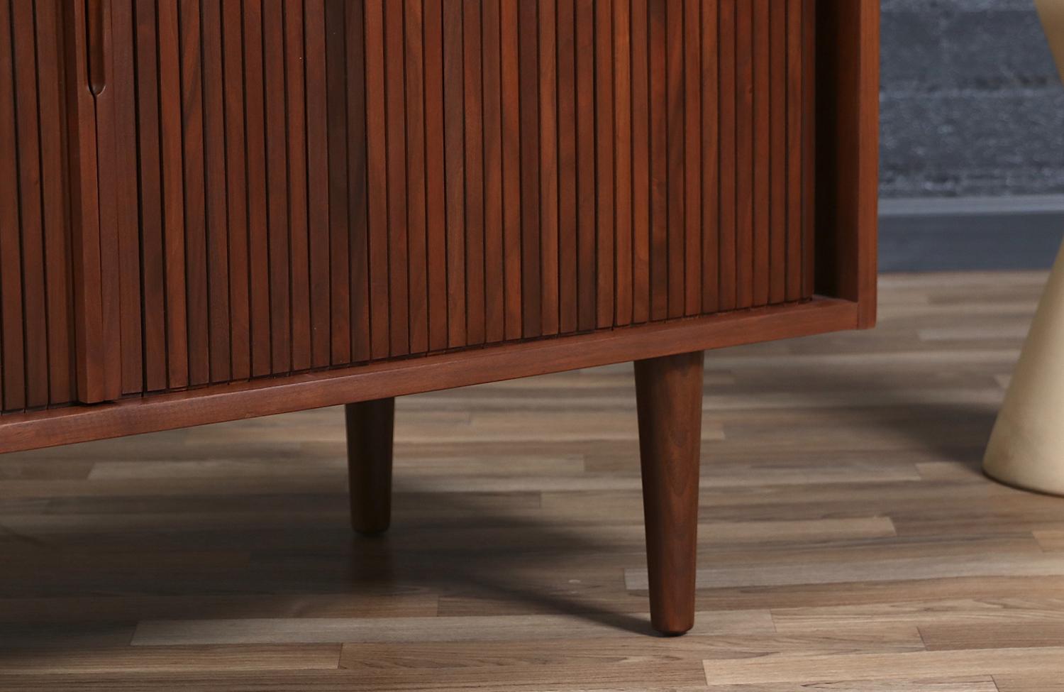 Expertly Restored - Milo Baughman Tambour-Door Low Credenza with Record Holder 3