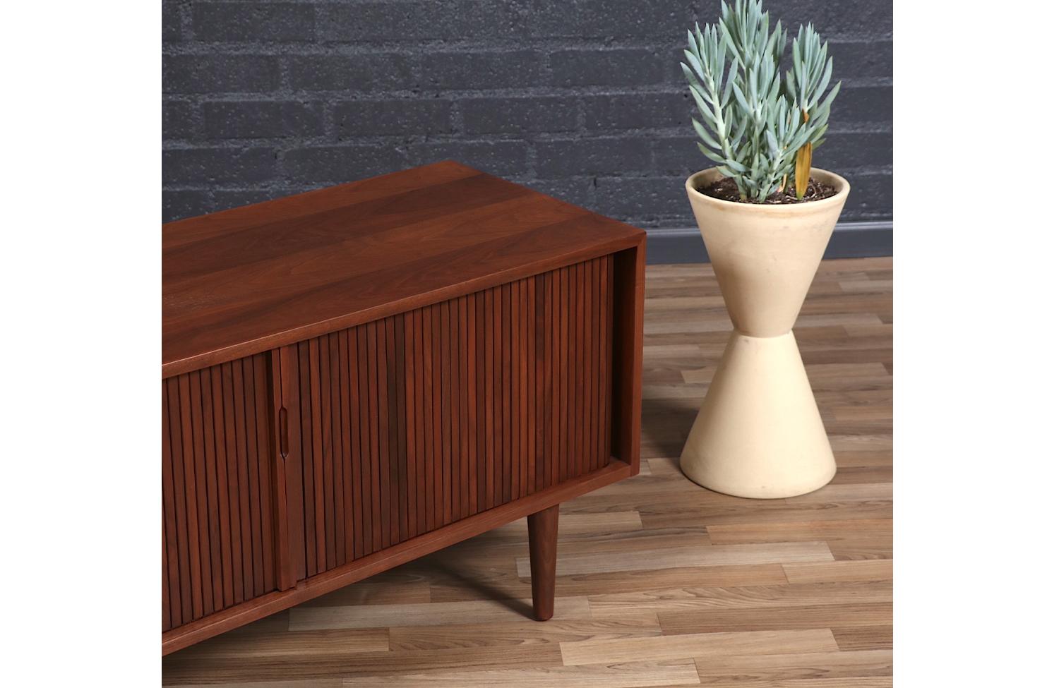 Expertly Restored - Milo Baughman Tambour-Door Low Credenza with Record Holder 2