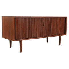 Expertly Restored - Milo Baughman Tambour-Door Low Credenza with Record Holder