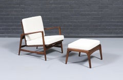 Expertly Restored -Modern Reclining Lounge Chair with Ottoman by Ib Kofod-Larsen