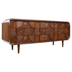 Expertly Restored - Mosaic Brutalist Modern Walnut Dresser by Tobago