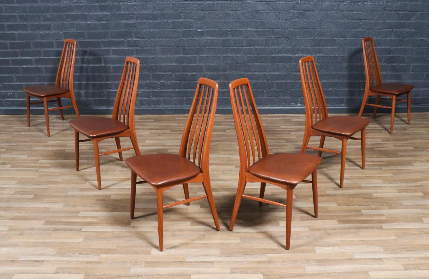 Mid-Century moderno Sedie da pranzo in teak e pelle 