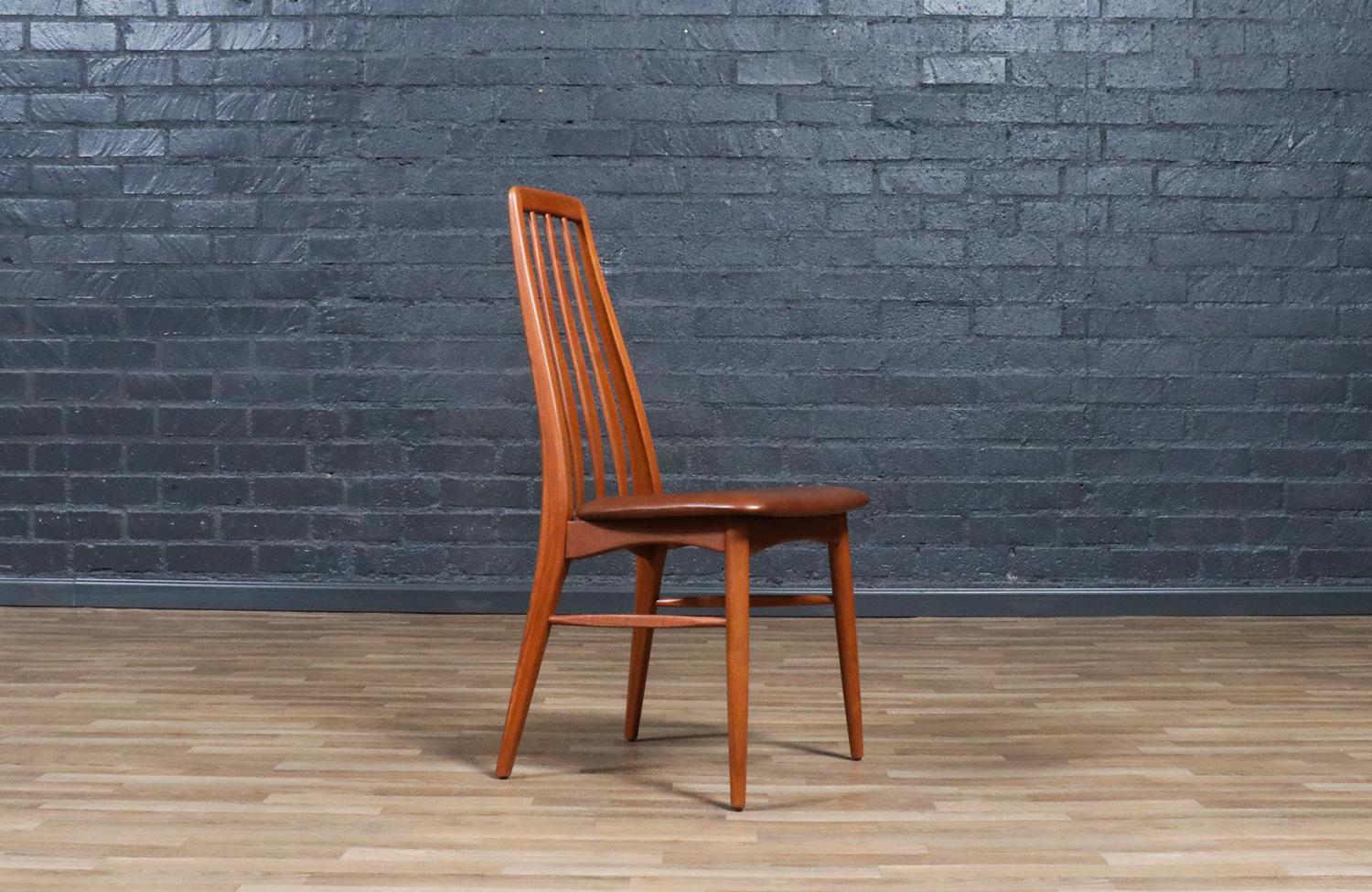 Sedie da pranzo in teak e pelle 