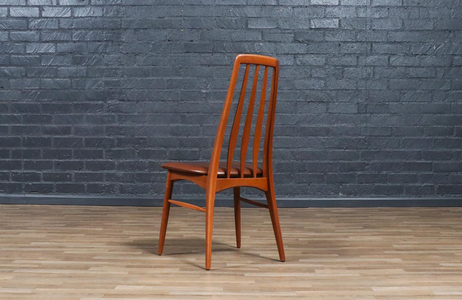 Metà XX secolo Sedie da pranzo in teak e pelle 