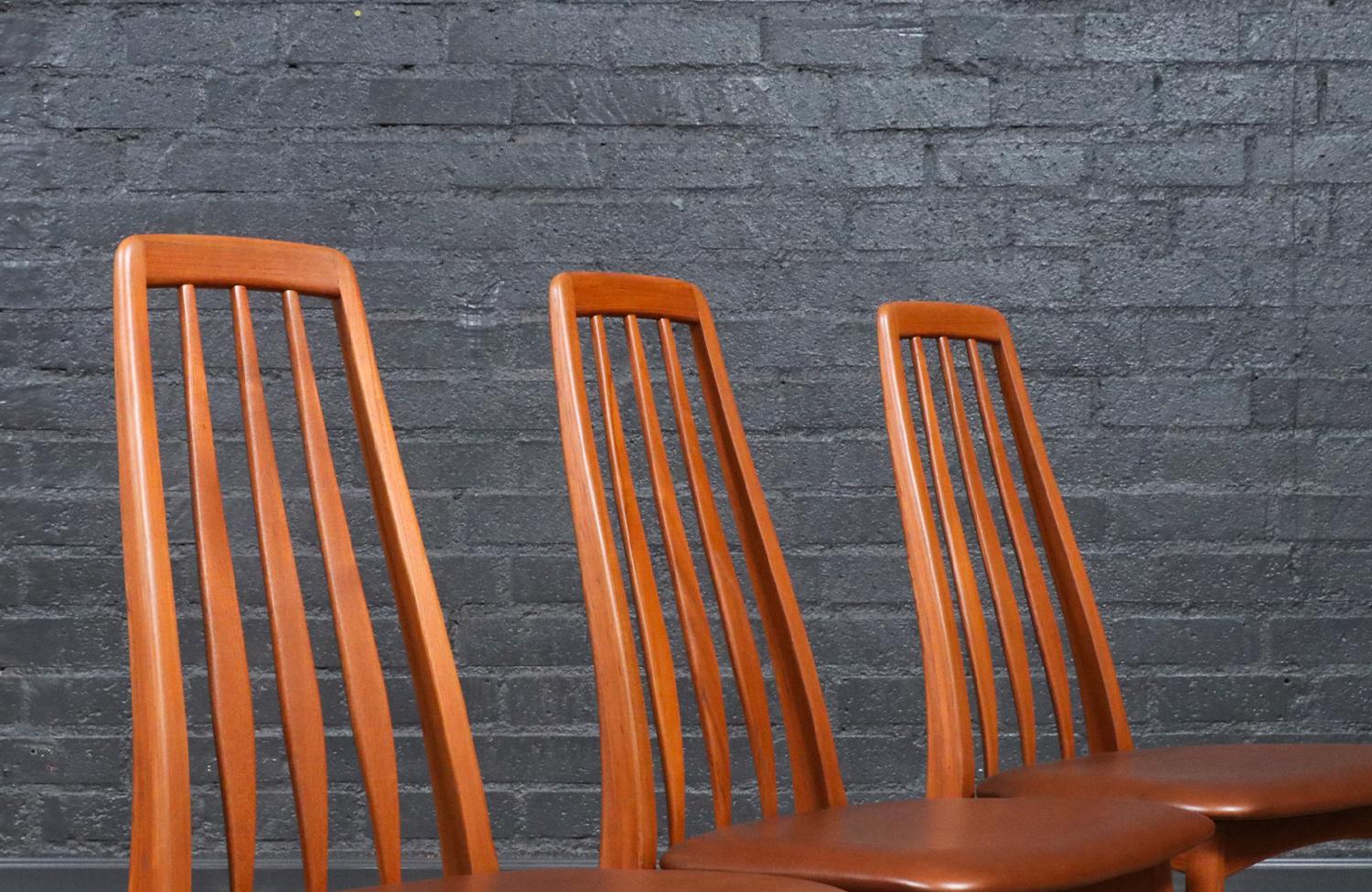 Sedie da pranzo in teak e pelle 