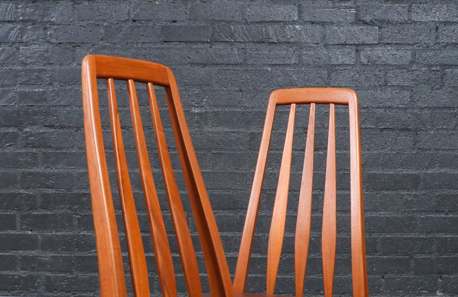 Sedie da pranzo in teak e pelle 