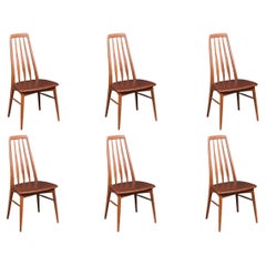 Expertly Restored-Niels Koefoed “Eva” Teak & Leather Dining Chairs for Koefoeds
