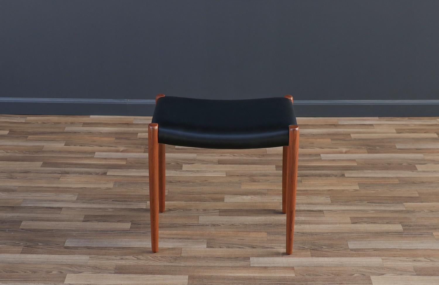 Mid-Century Modern Expertly Restored - Niels Moller Model-80A Teak & Leather Stool