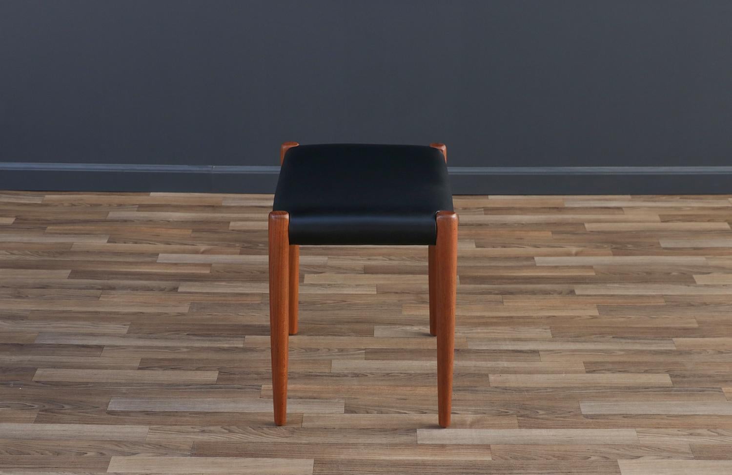 Danish Expertly Restored - Niels Moller Model-80A Teak & Leather Stool