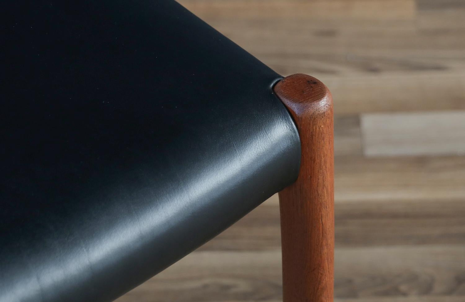 Mid-20th Century Expertly Restored - Niels Moller Model-80A Teak & Leather Stool