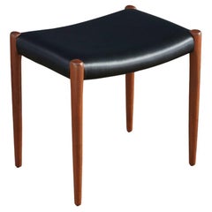 Used Expertly Restored - Niels Moller Model-80A Teak & Leather Stool