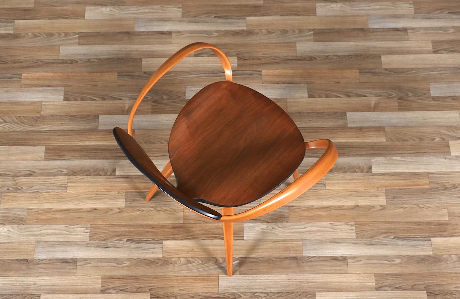Legno Restaurata con perizia - Sedia a bracci Norman Cherner 