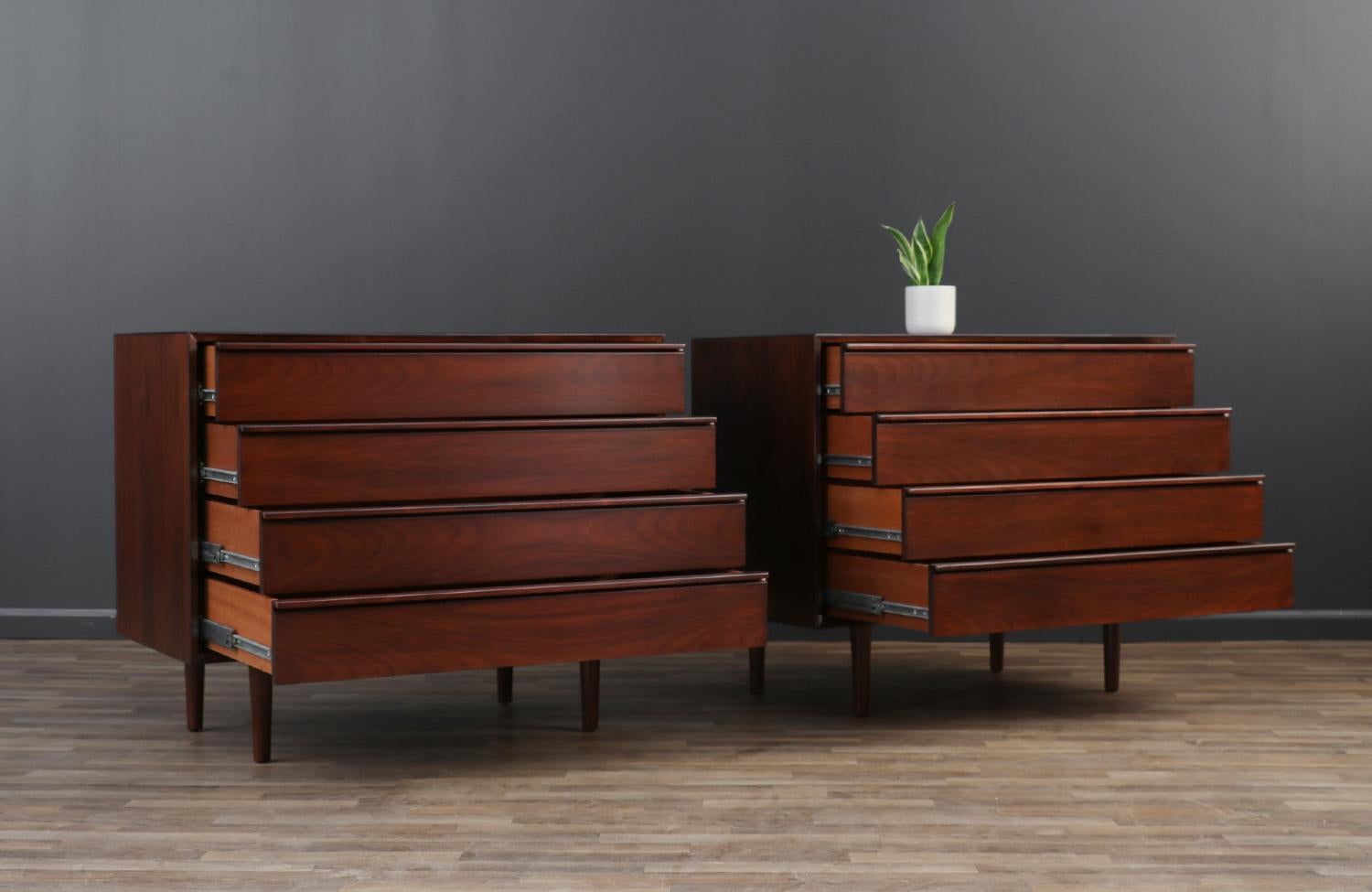 Norwegian Expertly Restored - Pair of Scandinavian Modern Rosewood Dressers by Westnofa  For Sale