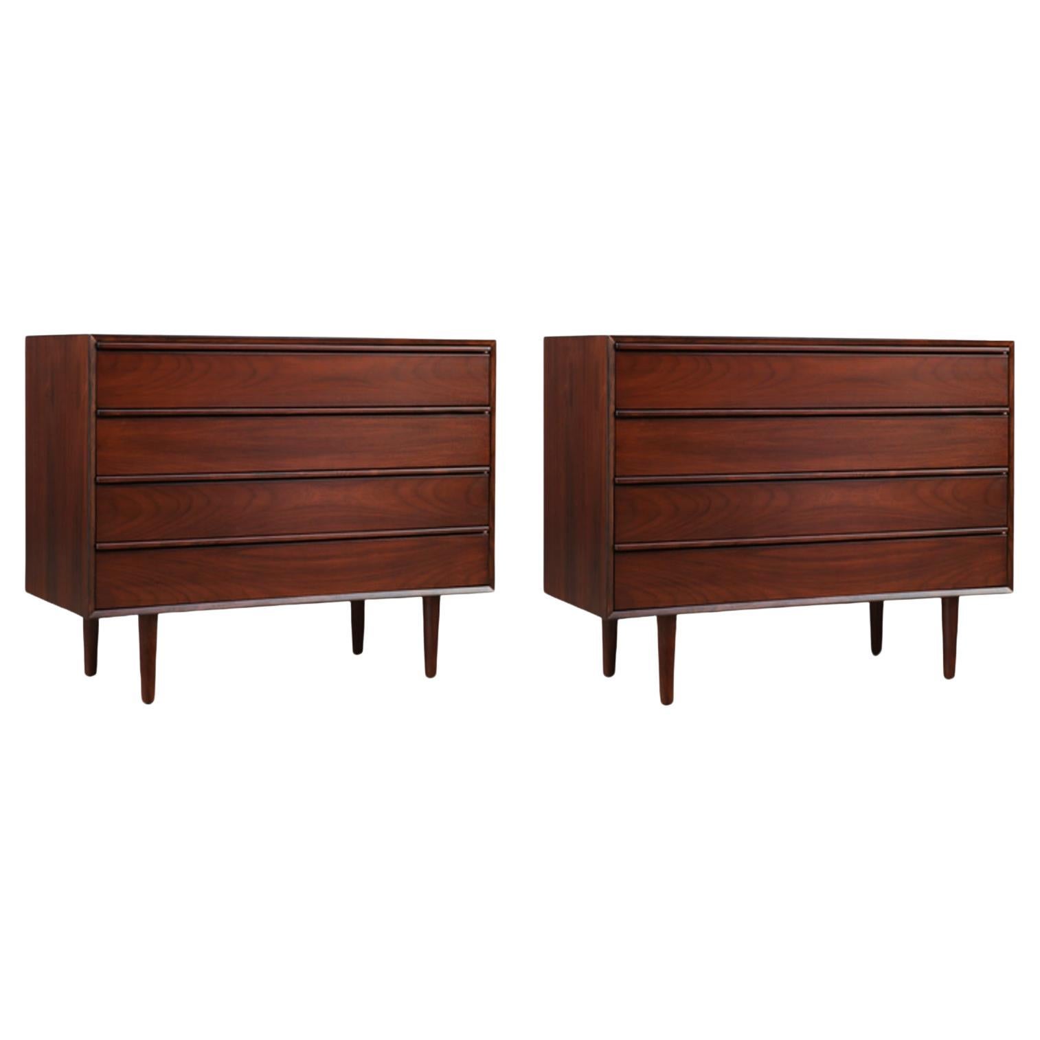 Expertly Restored - Pair of Scandinavian Modern Rosewood Dressers by Westnofa  For Sale