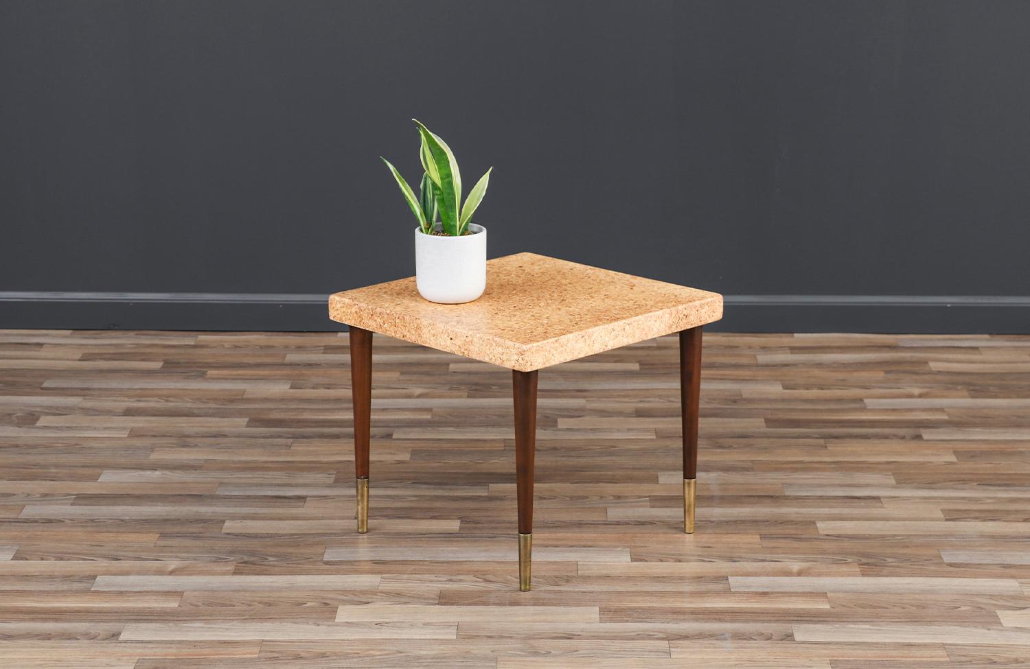 Mid-Century Modern Expertly Restored - Paul Frankl Cork Top Side Table for Johnson Furniture  For Sale