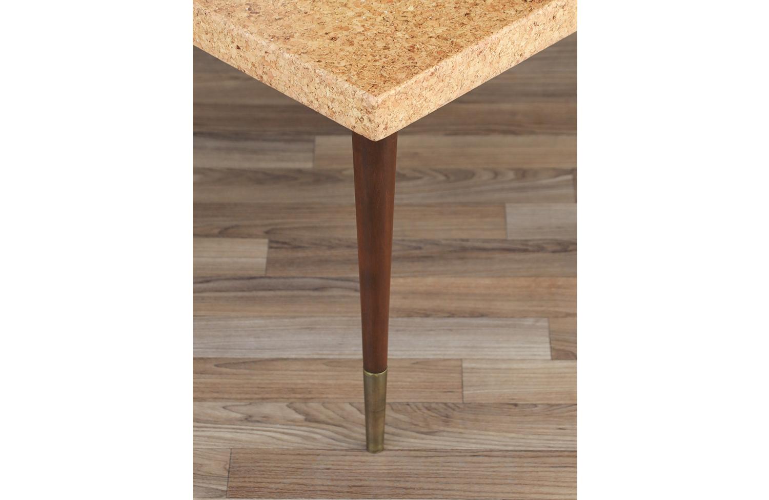 Expertly Restored - Paul Frankl Cork Top Side Table for Johnson Furniture  In Excellent Condition For Sale In Los Angeles, CA