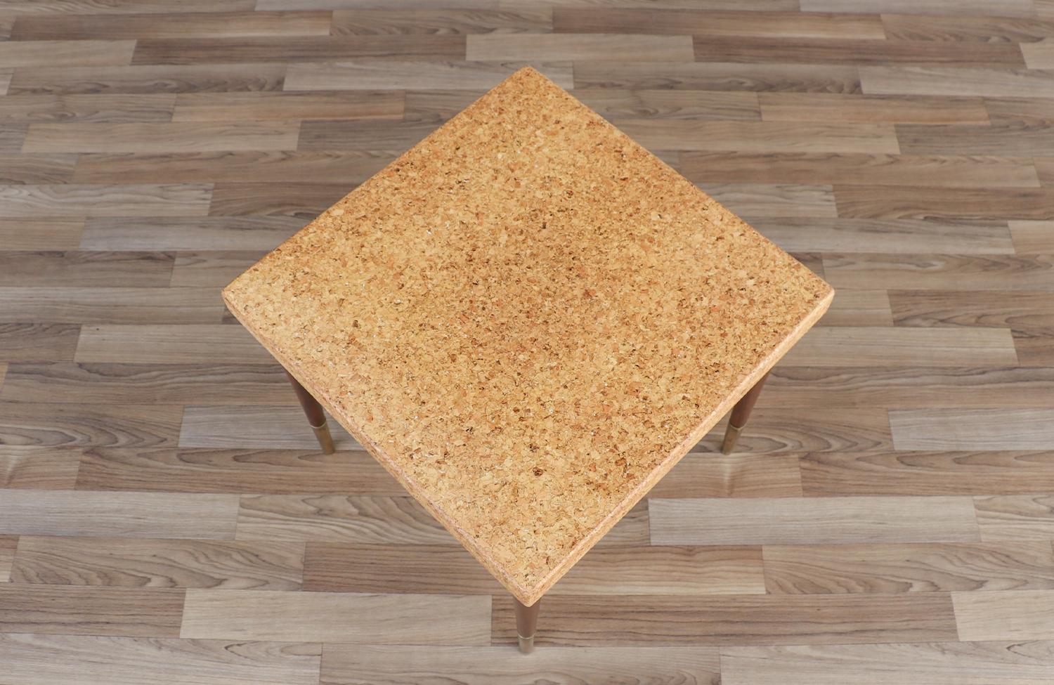 Expertly Restored - Paul Frankl Cork Top Side Table for Johnson Furniture  For Sale 1