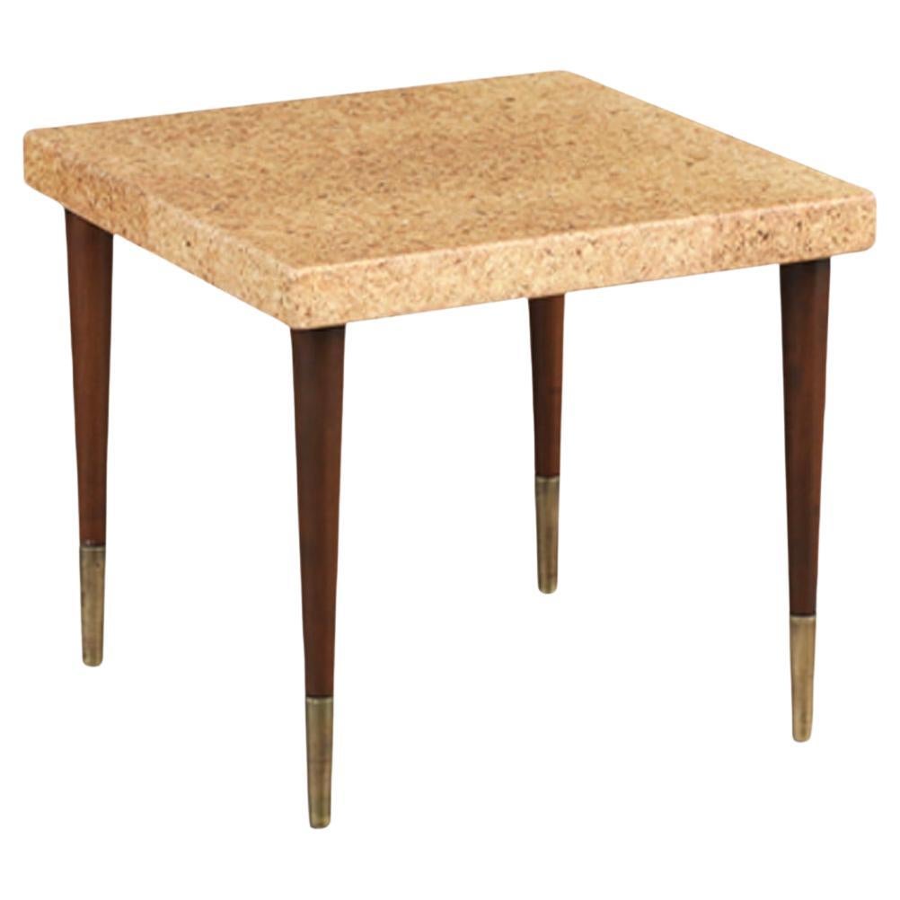Expertly Restored - Paul Frankl Cork Top Side Table for Johnson Furniture  For Sale