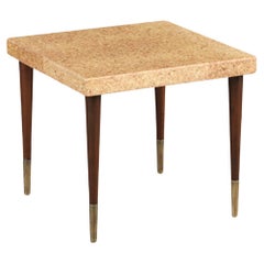 Vintage Expertly Restored - Paul Frankl Cork Top Side Table for Johnson Furniture 