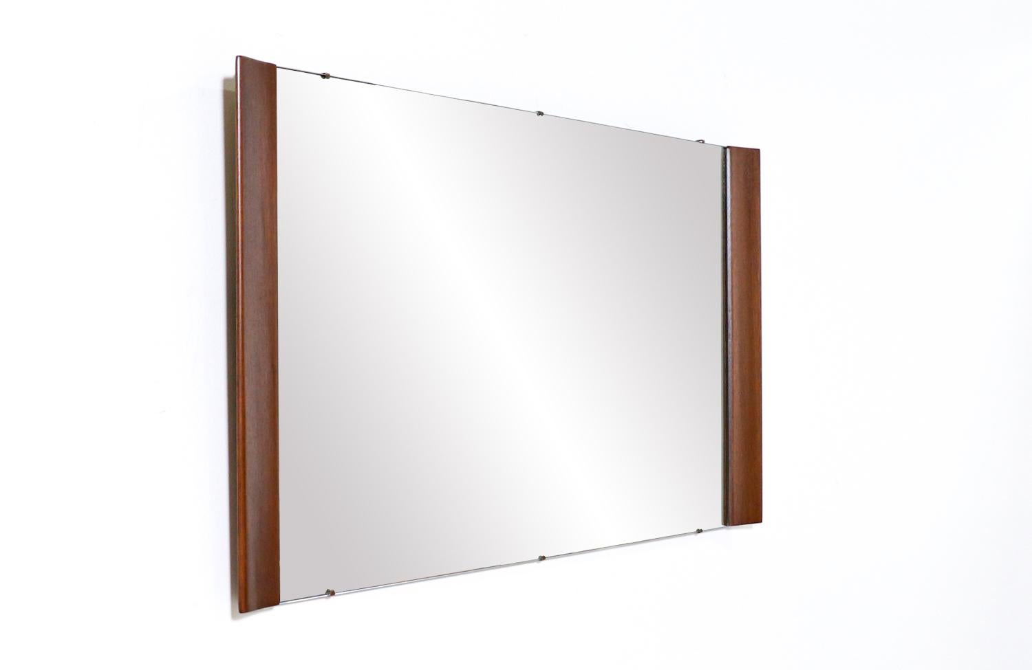 Mid-Century Modern Expertly Restored - Paul Laszlo Sculpted Wall-Hanging Mirror for Brown Saltman For Sale