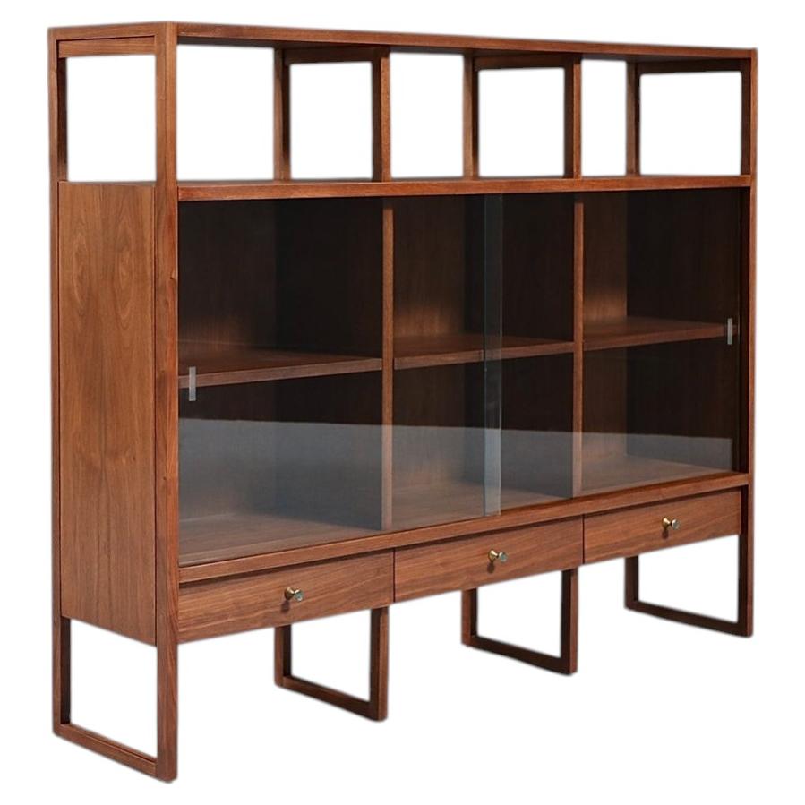Expertly Restored - Paul McCobb "Delineator" Walnut & Glass Bookcase for Lane