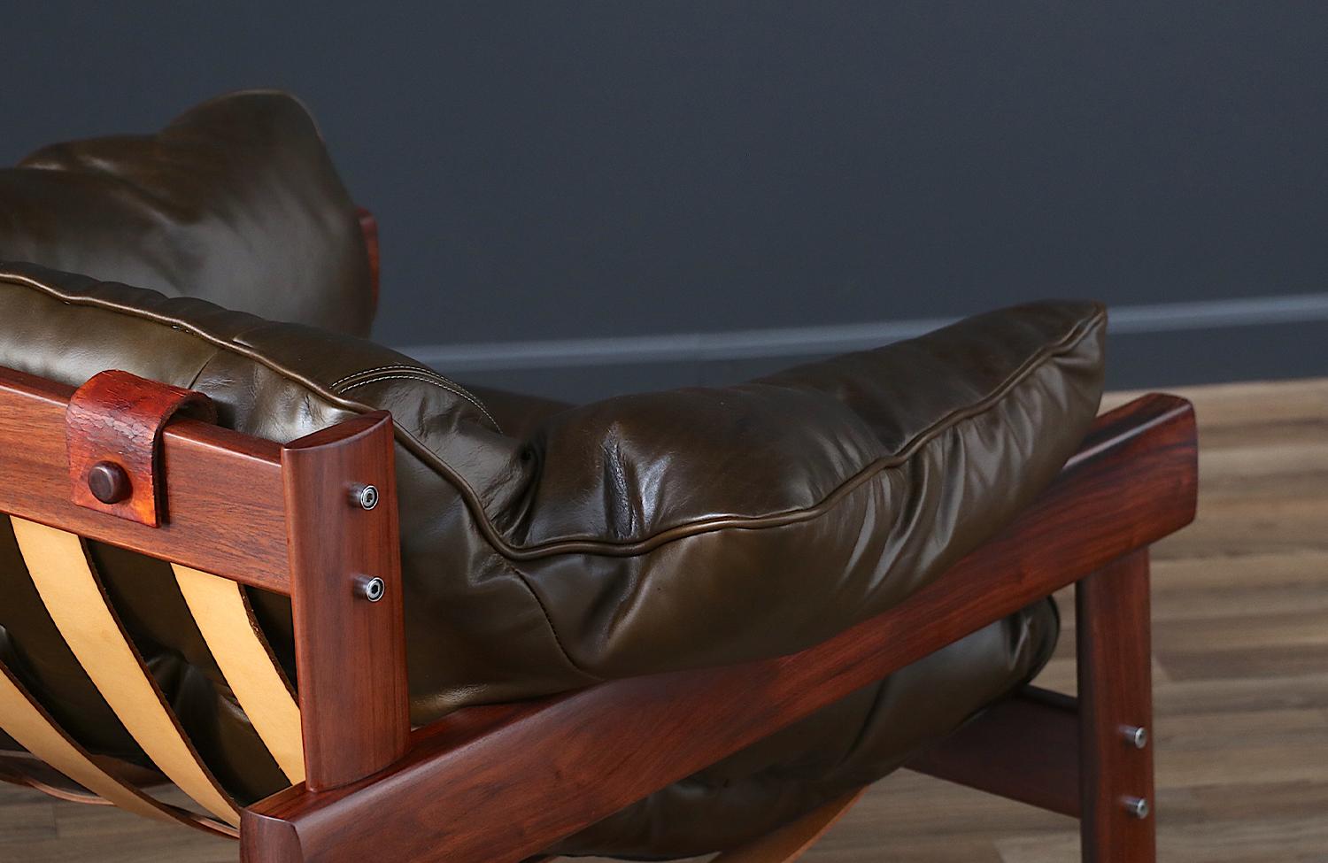 Expertly Restored - Percival Lafer MP-41 Dark Olive Green Leather Chairs 4