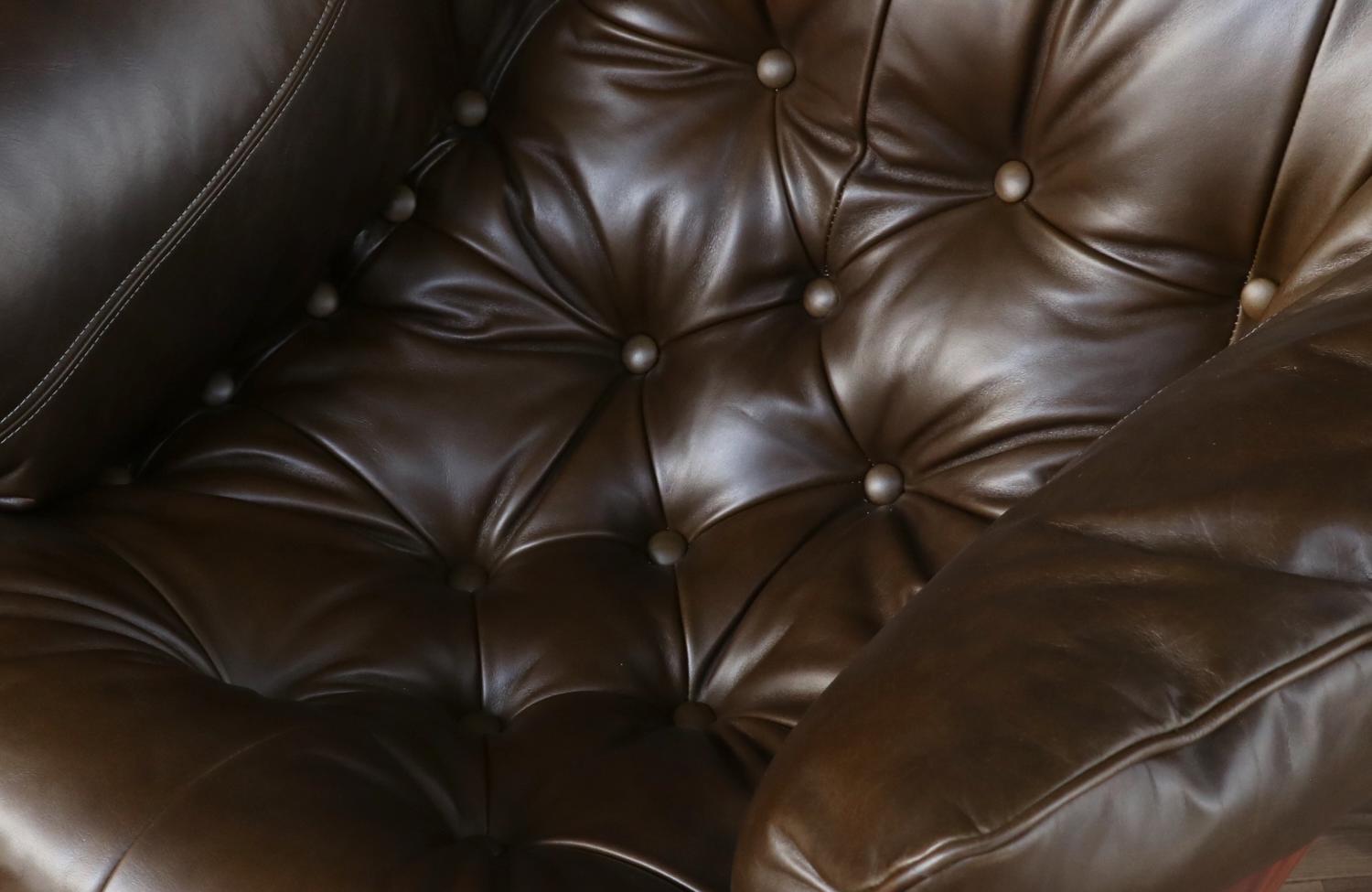 Late 20th Century Expertly Restored - Percival Lafer MP-41 Dark Olive Green Leather Chairs