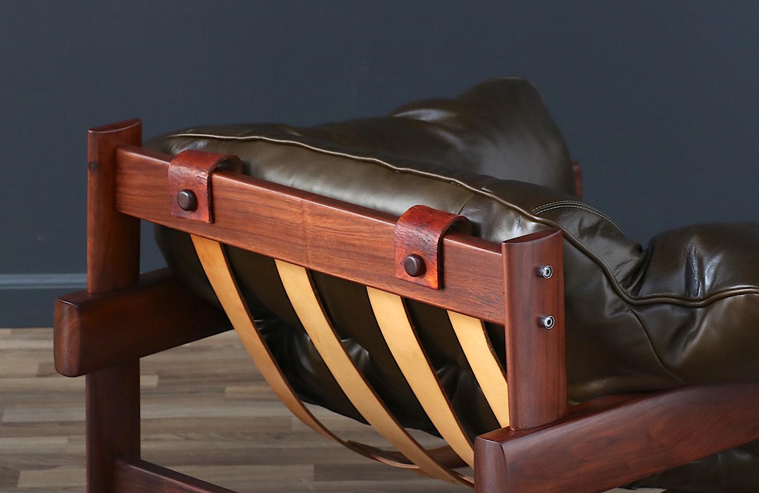 Expertly Restored - Percival Lafer MP-41 Dark Olive Green Leather Chairs 3