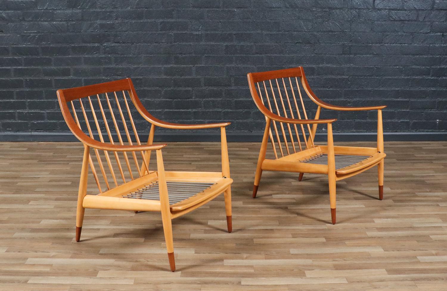 Mid-Century Modern Expertly Restored - Peter Hvidt Model FD-146 Teak & Birch Lounge Chairs For Sale