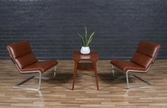 Fachmännisch restaurierte Freischwinger aus cognacfarbenem Leder und Stahl von Poul Norreklit