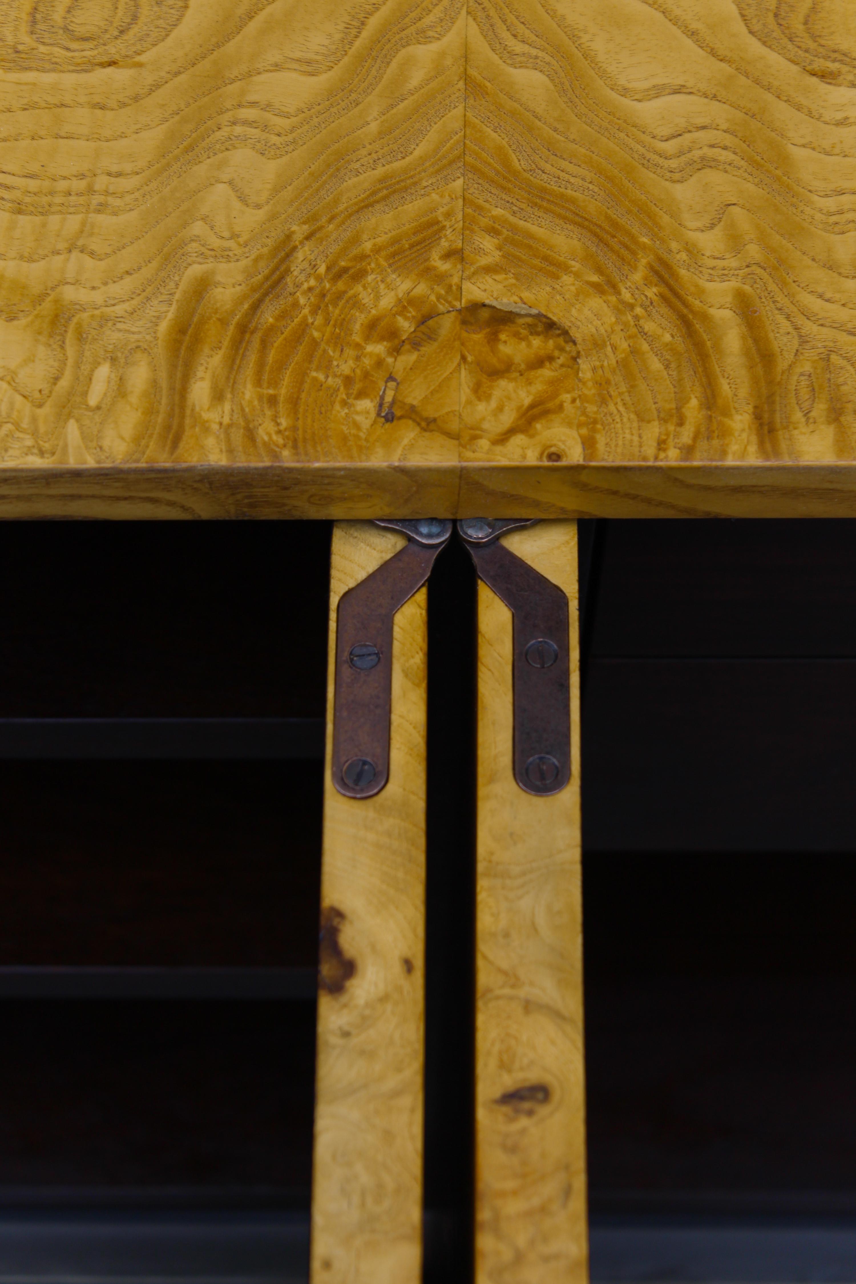 Expertly Restored Roger Sprunger Dunbar Model #7111 Maple Burl Cabinet Sideboard For Sale 7