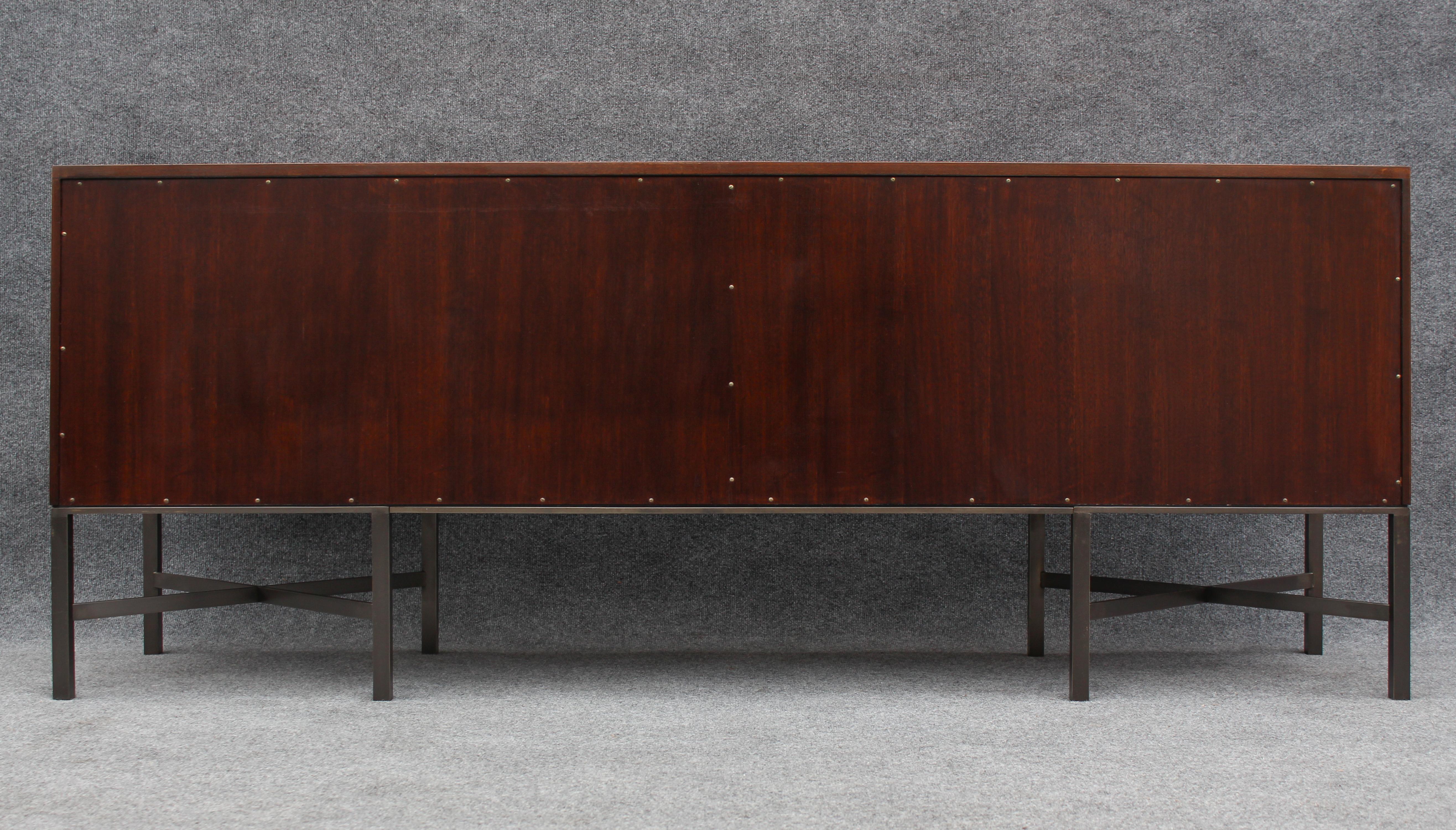 Expertly Restored Roger Sprunger Dunbar Model #7111 Maple Burl Cabinet Sideboard For Sale 11
