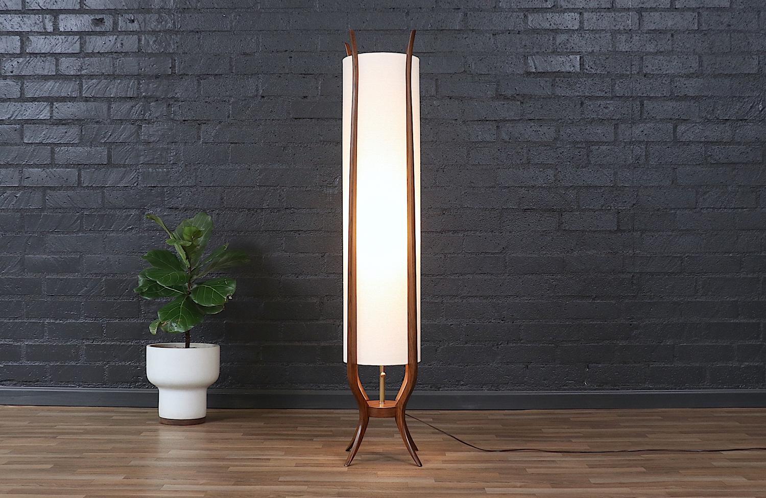Stained Expertly Restored - Sculptural Mid-Century Modern Floor Lamp by Roller Lamp Co.