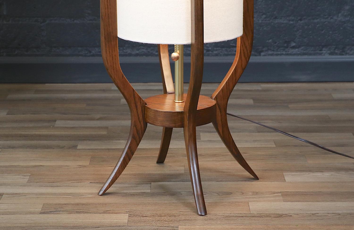 Brass Expertly Restored - Sculptural Mid-Century Modern Floor Lamp by Roller Lamp Co.