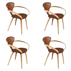 Restaurado por expertos - Juego de 4 sillones "Pretzel" de Norman Cherner para Plycraft